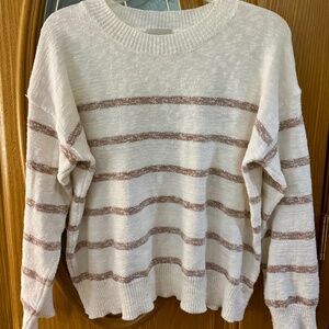 LONG SLEEVE STRIPED SWEATER - TAUPE MULTI - FROM DAILY LOOK